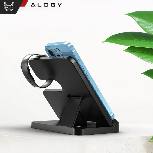 Bezdrátová indukční nabíječka Qi QC 3.0 3v1 Rychlá pro Apple iPhone Airpods Watch Nabíjecí stanice 15W černá