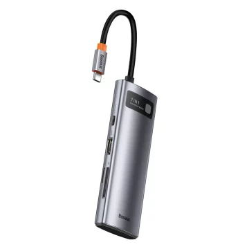 Baseus Metal Gleam Series multifunkční USB HUB 7v1 Type C HDMI TF PD čtečka karet šedá (WKWG020113)