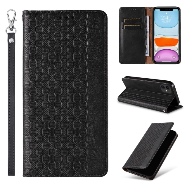 Magnet Strap Case case for iPhone 13 case wallet mini lanyard pendant black