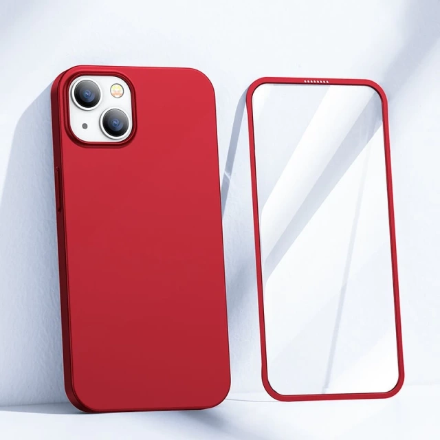 Joyroom 360 Full Case Cover pro iPhone 13 Zadní a přední kryt Tvrzené sklo červené (JR-BP927 červené)
