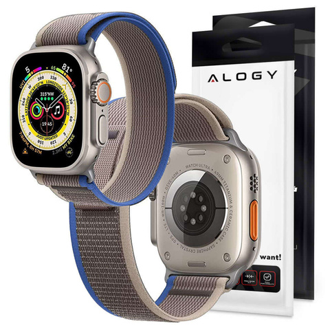 Alogy Sport Strap Nylonový suchý zip pro Apple Watch 1/2/3/4/5/6/7/8/SE (38/40/41 mm) Modrá šedá