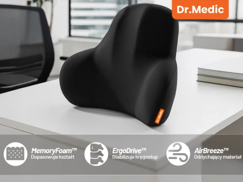 Ergonomický bedrový podporný vankúš DR.MEDIC ErgoDrive™ pre autá, vodičov, spolujazdcov, kancelárske stoličky, herné stoličky a sedadlá