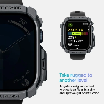 Apple Watch 10 Hülle (46 mm) Dunkelgrau Spigen Rugged Armor