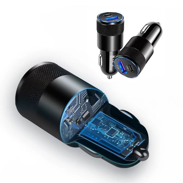 Alogy nabíječka do auta do auta USB-C Typ C USB 3.1A Černá