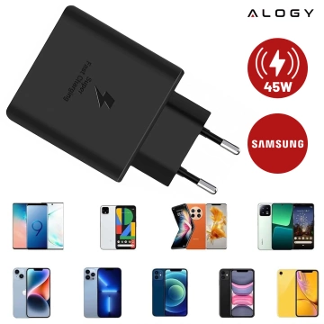USB-C Type-C PD Premium Fast 45W 3A Wall Charger Type-C 1M Alogy Black