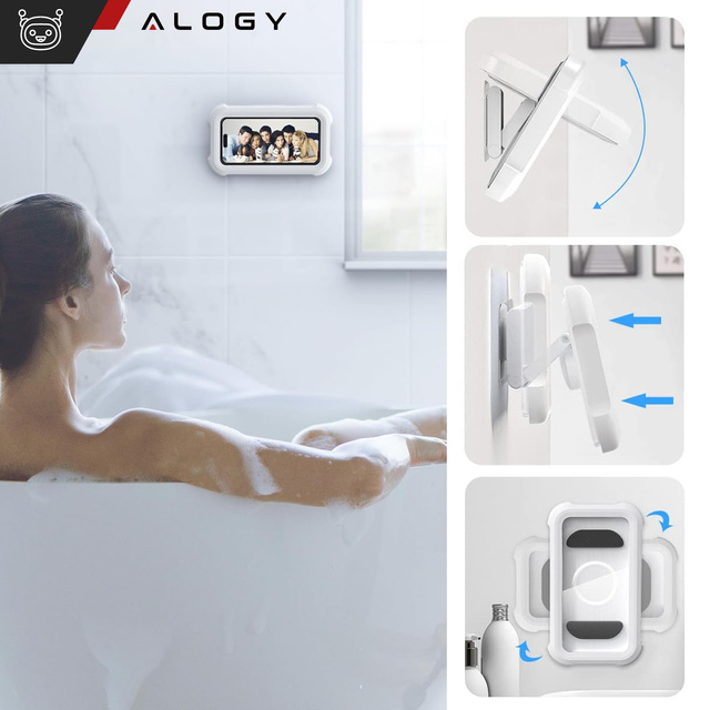Waterproof case for 4-7" phone shower Holder Case case stand Alogy Waterproof White