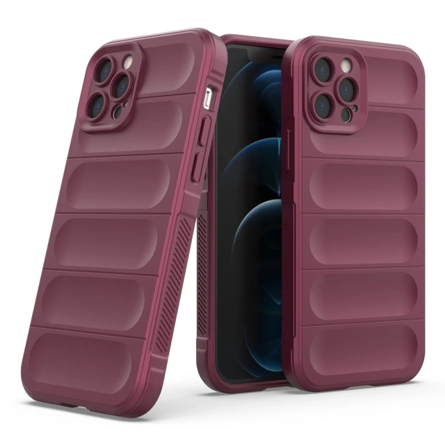 Pouzdro Magic Shield Case pro iPhone 12 Pro s elastickým pancéřovaným rukávem vínové barvy