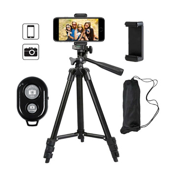 Univerzálny statív Alogy Tripod držiak na telefón 1/4 stojan pre GoPro kamery s Bluetooth diaľkovým ovládaním, puzdro Black