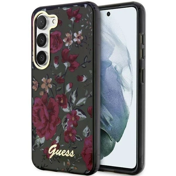 Etui Guess GUHCS23MHCFWSA do Samsung Galaxy S23 Plus S916 zielony/kaki pevné pouzdro Flower Collection