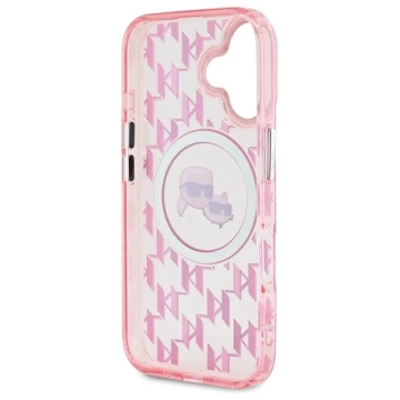 Karl Lagerfeld iPhone 16 6.1" Case Pink MagSafe IML Monogram Karl
