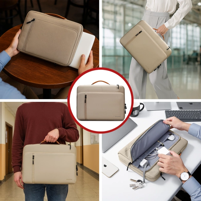 Vodotesná taška Bange na notebook do 15,6" - priestranná a pohodlná, odolná a priedušná, mestská a cestovná taška do práce aj do lietadla, unisex - béžová