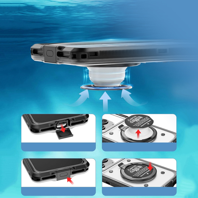 Waterproof case waterproof IPX68 universal for phones up to 6.9 inches Case water case Leash Alogy Black