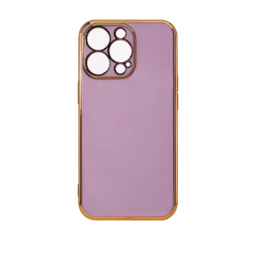 Гелевий чохол Lighting Color Case для iPhone 12 Pro із золотою рамкою фіолетового кольору