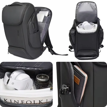 Водонепроникний рюкзак Bange сумка для ноутбука 15.6" city traveller 47x30x15 см для роботи шкільний літак чоловічий жіночий з портом USB Чорний