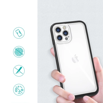 Clear 3in1 case for iPhone 12 Pro Max gel cover with frame black
