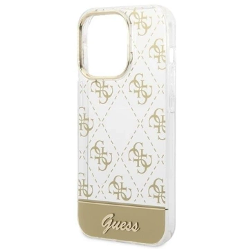 Etui Guess GUHCP14LHG4MHG do Apple iPhone 14 Pro 6,1" zlatý/zlatý pevný obal 4G Pattern Script
