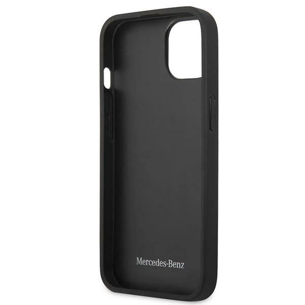 Etui Mercedes MEHCP13SPSQRE do iPhone 13 mini 5,4" čierne/červené pevné puzdro Kožený vzor hviezd