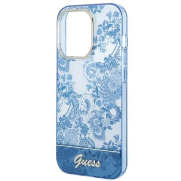Etui Guess GUHCP14LHGPLHB für Apple iPhone 14 Pro 6,1" niebieski/blue Hardcase Porcelain Collection