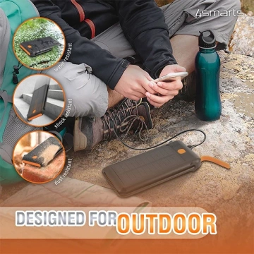 4smart powerbanka Solarny TitanPack Flex 10000mAh čierna/oranžová 456301