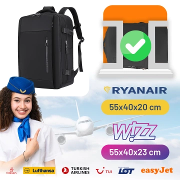 Водонепроникний рюкзак Bange для ноутбука 15.6", city traveler, 45х30х16 см, для роботи, літака, чоловічий, жіночий, з USB портом Чорний