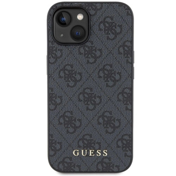 Original GUESS Hardcase GUHCP15SG4GFGR Hülle für iPhone 15 (4G Metalllogo / grau)