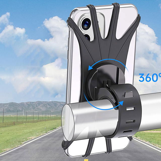 Držiak na bicykel Alogy Spider Držiak na telefón na bicykel TPU Silikón flexibilný na motorovú kolobežku quad Čierny