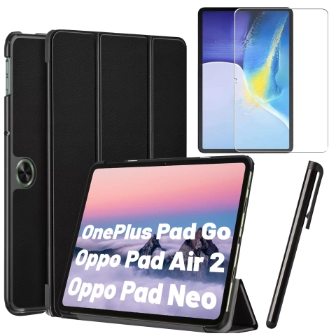Skleněné pouzdro pro OnePlus Pad Go/Oppo Pad Air 2/Oppo Pad Neo 11,4" kryt na tablet Pouzdro Alogy Book Black Stylus Zdarma