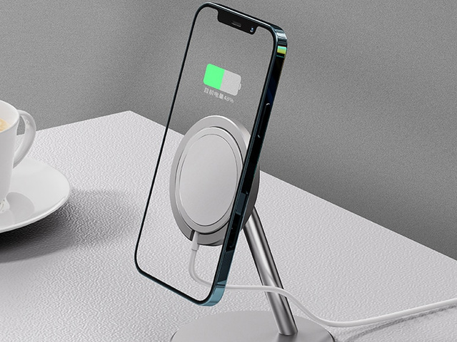 Alogy Desktop Qi Charger Stand Holder for MagSafe for iPhone 12 13 14 Silver