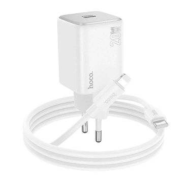 Nabíječka Hoco N40 20W USB-C, USB-C, Lightning, QC, bílá