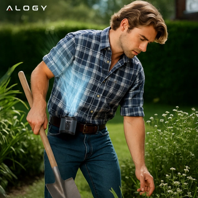 Fan with belt clip, 4000 mAh battery, 5 speed levels, 8-40 hours runtime, USB charging, for use on construction sites, outdoors, hiking, for summer work, power bank