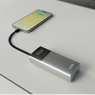 Powerbank SBS 10000mAh 20W PD LCD + kabel USB-C Szary