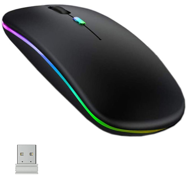 Мишка Silent Slim Mouse Alogy LED RGB підсвічування для планшетного ноутбука Black