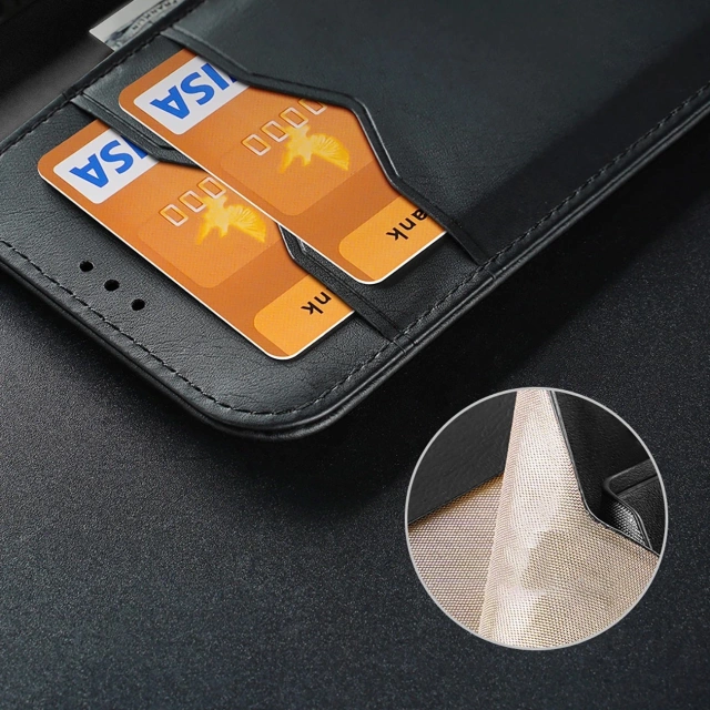 iPhone 16e Dux Ducis Hivo Protective Case with Flip and RFID Protection - Black