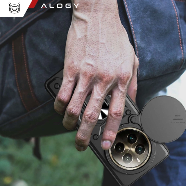 Pouzdro pro Realme 12 Pro 5G / Realme 12 Pro Plus 5G pancéřové pouzdro prstencové pouzdro Ochrana fotoaparátu Camshield Alogy Black