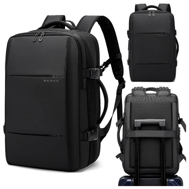 Bange Waterproof Backpack for Laptop 15.6" City Travel 45x30x16 cm for Work Airplane Men's Women's with USB Port Black