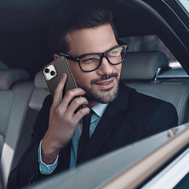 Чохол Dux Ducis Naples для iPhone 14 Plus leather cover (сумісний з MagSafe) темно-коричневий