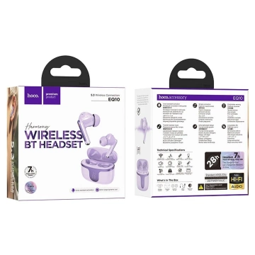 Nabíjacie puzdro Hoco EQ10 TWS Purple Bluetooth 5.3 pre slúchadlá