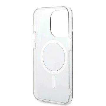 Nabíjačka puzdier Zestaw Guess GUBPP14XH4EACSK iPhone 14 Pro Max 6,7" čierne/čierne pevné puzdro 4G Print MagSafe