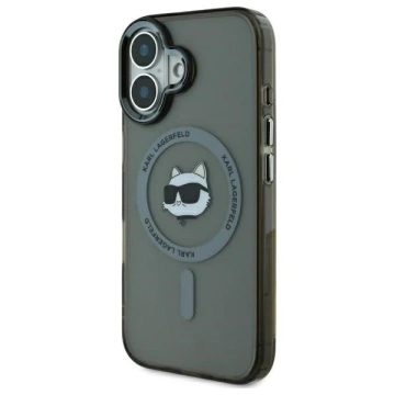 Etui Karl Lagerfeld für iPhone 16 6,1" Czarny Hardcase IML Metal Choupette Head MagSafe