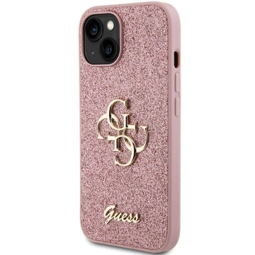 Originální pouzdro GUESS Hardcase GUHCP15SHG4SGP pro iPhone 15 (Fixed Glitter Big 4G / růžové)
