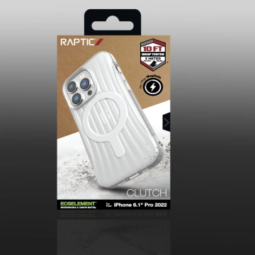 Puzdro Raptic Clutch Built Case na iPhone 14 Pro s čírym zadným krytom MagSafe
