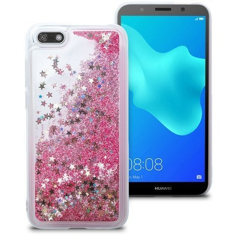 Tekuté třpytivé pouzdro Huawei Y5 / Y5 Prime 2018 růžové třpytky