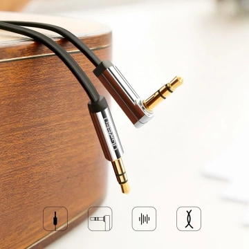 Плоский кабель UGREEN audio кабель AUX 3.5 мм mini jack 5м срібний (10729)