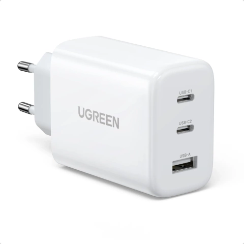 Швидкий зарядний пристрій Ugreen 2x USB Type C / USB 65W PD3.0, QC3.0/4.0 білий (CD275)