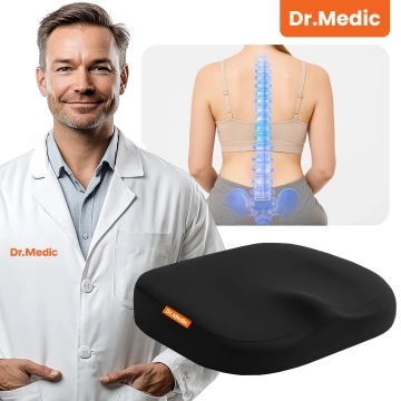 DR.MEDIC ComfySeat™ Ergonomic Office Seat Cushion with Coccyx Support for Car Office Chair Black