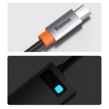 Baseus Metal Gleam Series multifunkční USB HUB 5v1 USB Type C PD 100W HDMI šedý (WKWG020013)