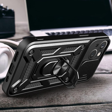 Etui Alogy Camshield Stand Ring z osłonką na aparat do Apple iPhone 14 + Szkło