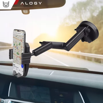 Автомобільний тримач 7.2" для вантажівки, автобуса, фури, екскаватора, автомобіля довжиною 43 см на вікно кабіни Alogy Чорний