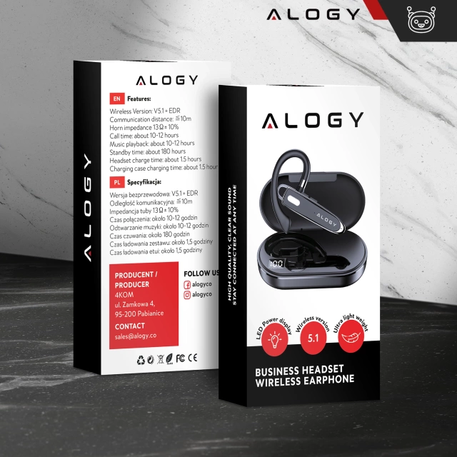 Bezdrátový headset pro hovory Bluetooth 4.0 do auta headset s displejem V8 Black