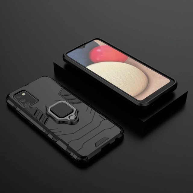 Ring Armor robuste Hybridhülle mit magnetischer Abdeckung für Samsung Galaxy A03s (166,5) schwarz